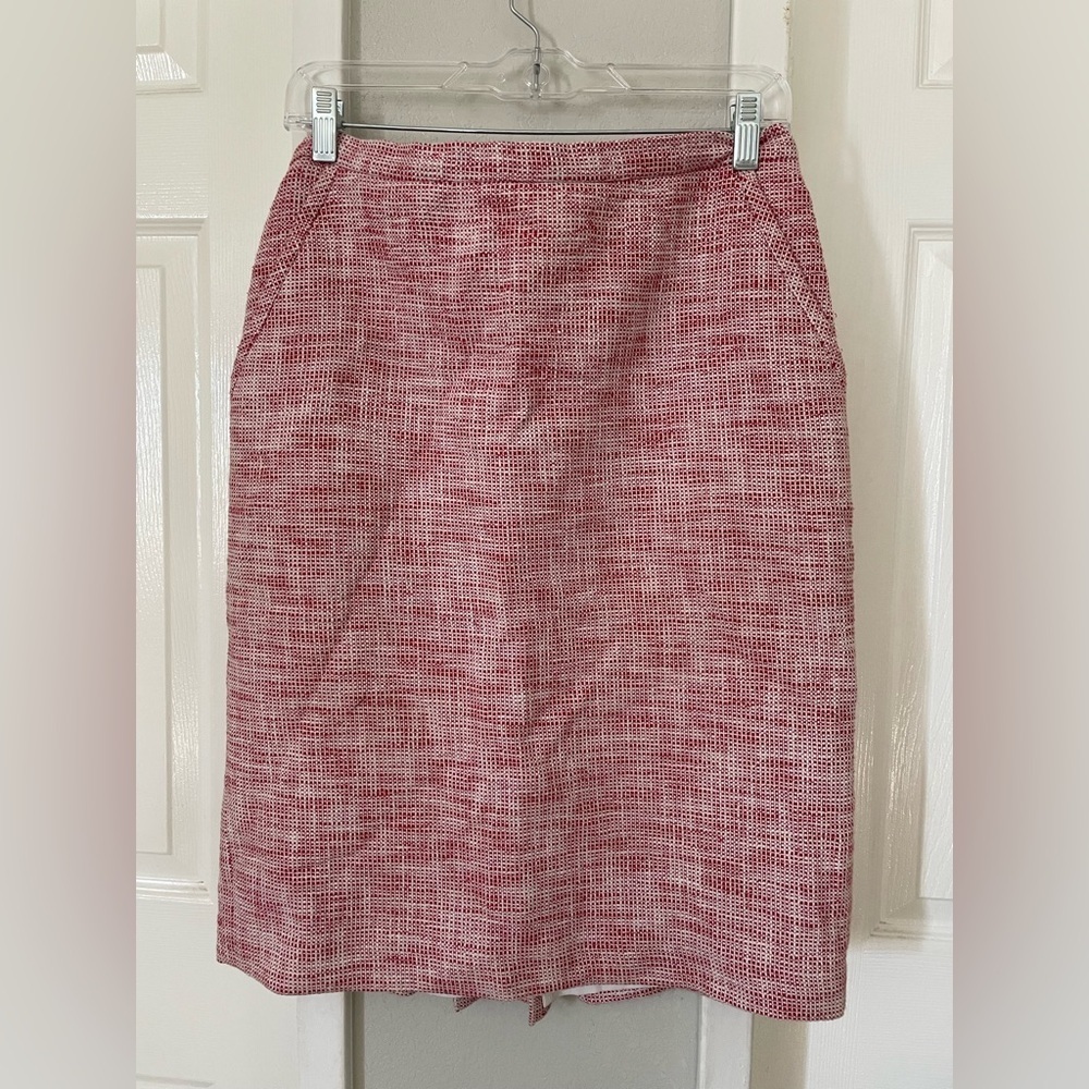 Anne Klein Red Tweed Pencil Skirt Size 6